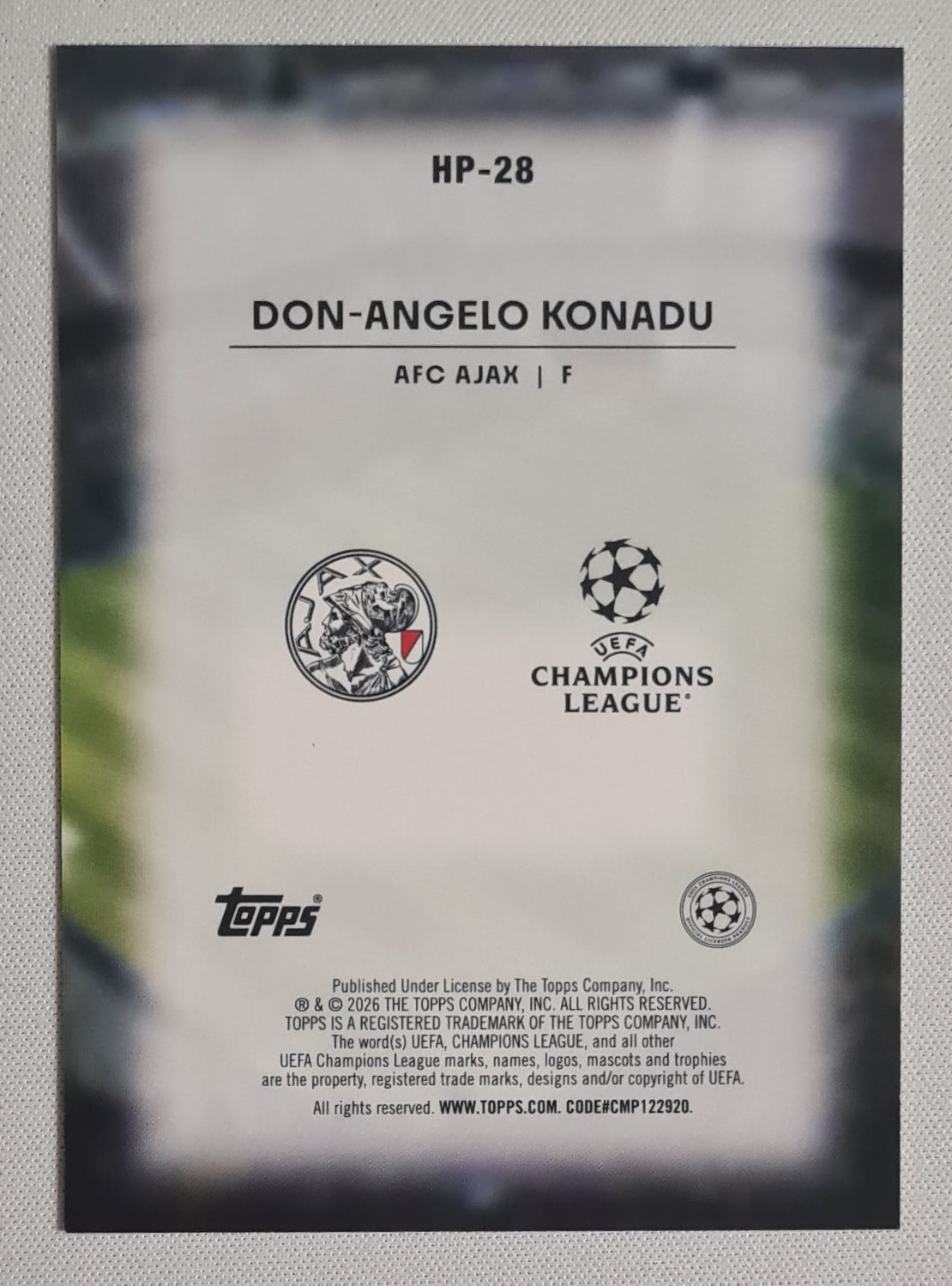 Don Angelo Konadu - 2025/26 Topps UCC Home Advantage #HP-28 AFC Ajax