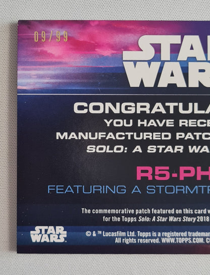 R5-PHT - 2018 Topps Star Wars Solo Manufactured Patch Card Pink #MP-RS /99