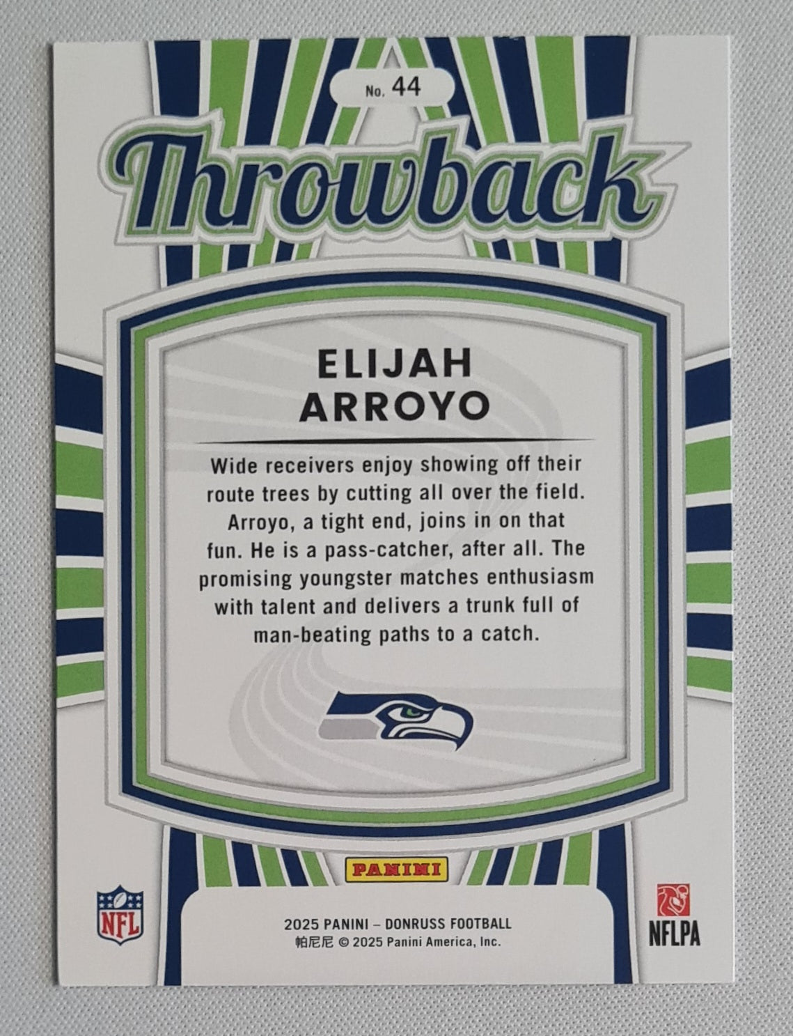 Elijah Arroyo - 2025 Panini Donruss Football Throwback Rated Rookie #44 Seattle Seahawks