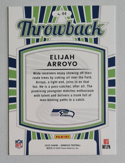 Elijah Arroyo - 2025 Panini Donruss Football Throwback Rated Rookie #44 Seattle Seahawks