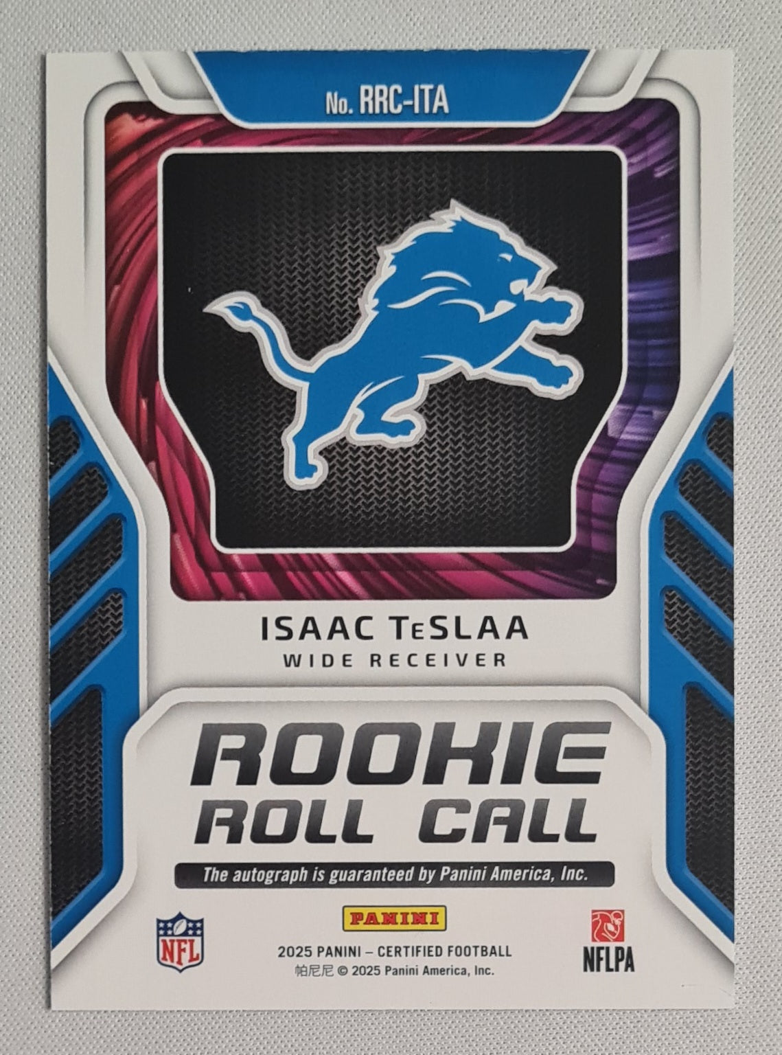 Isaac Teslaa - 2025 Panini Certified Football Rookie Roll Calls Teal Auto /75 #RRC-ITA Detroit Lions