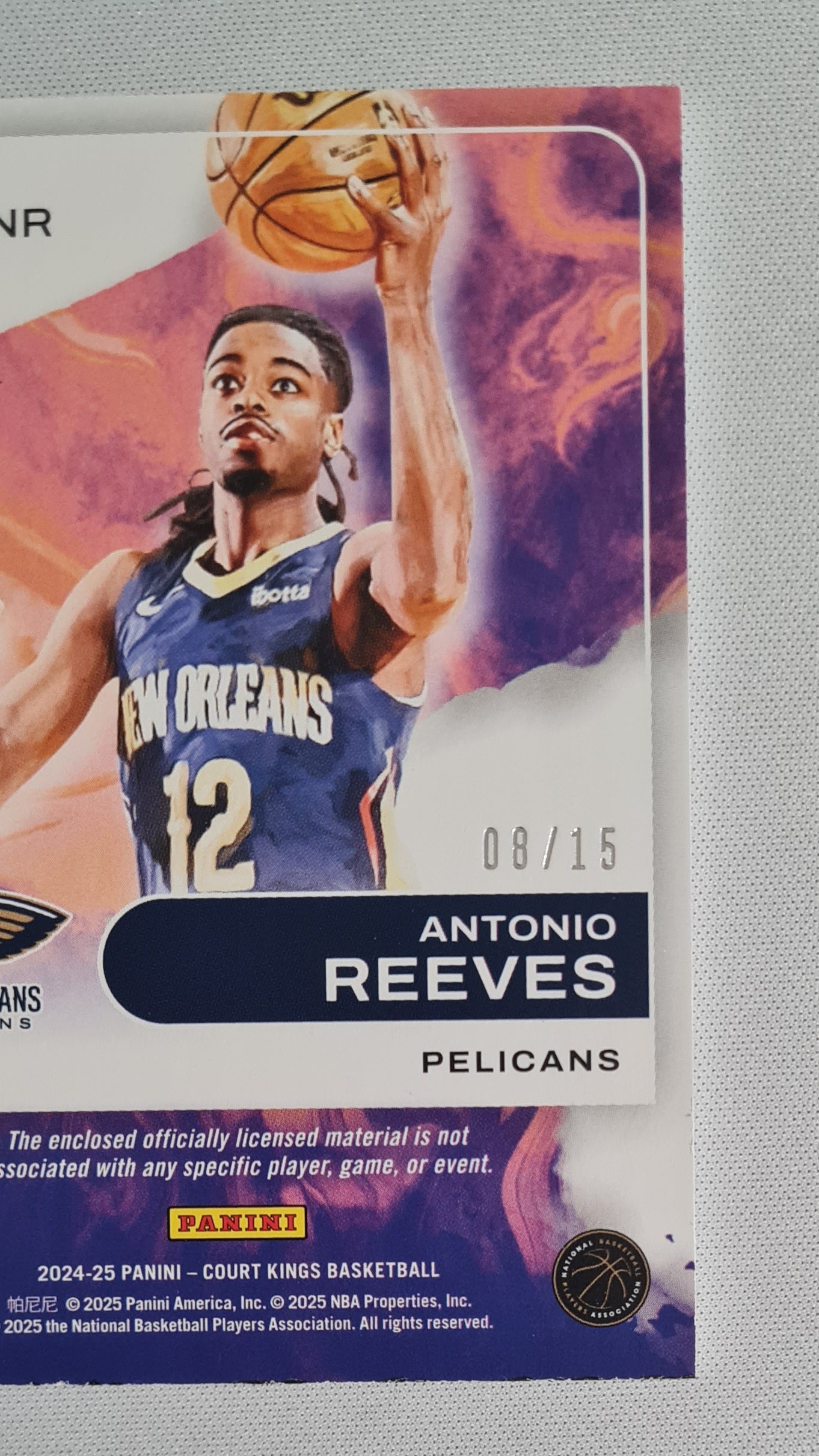 Antonio Reeves - 2024/25 Panini Court Kings Rookie Swatches /15 #RJS-ANR New Orleans Pelicans
