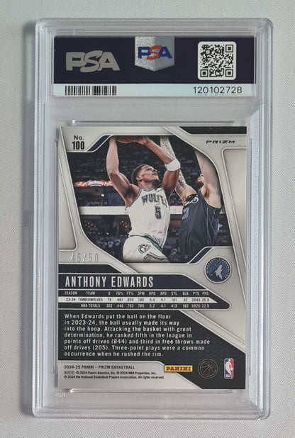 Anthony Edwards - 2024 Panini Prizm Pink Fast Break /50 PSA 10 #100 Minnesota Timberwolves