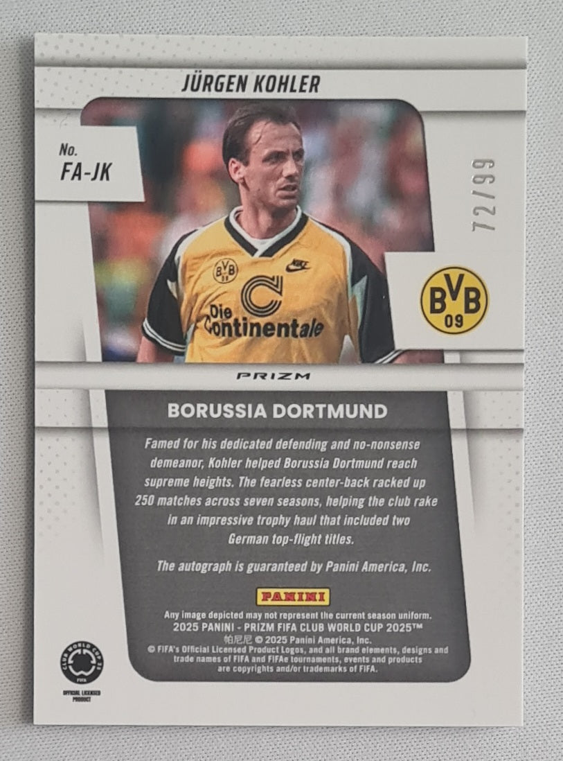 Jurgen Kohler - 2025 Panini Prizm Fifa Club World Cup 2025 Flashback Prizm Auto #FA-JK Borussia Dortmund