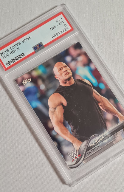 The Rock Dwayne Johnson - 2018 Topps WWE Superstar PSA 8 #79
