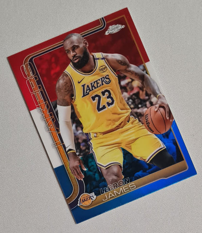 LeBron James - 2025 Topps Chrome Red/White/Blue #127 Los Angeles Lakers