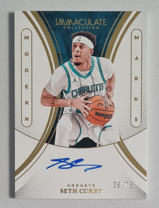 Seth Curry - 2024/25 Panini Immaculate Modern Marks Auto /75 #MM-SCU Charlotte Hornets