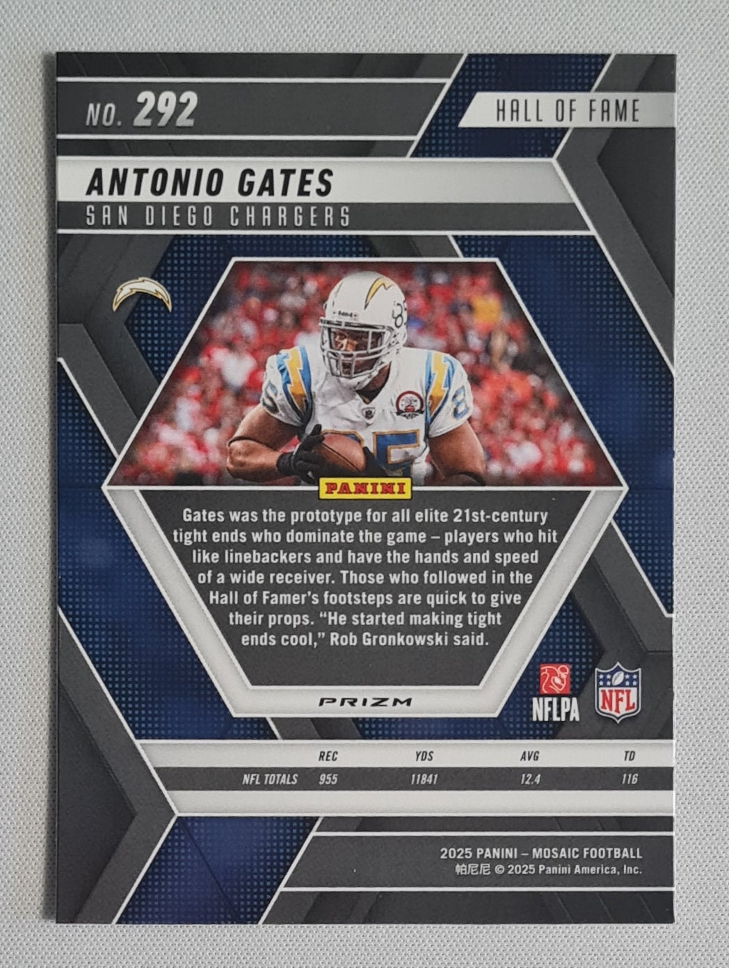 Antonio Gates - 2025 Panini Mosaic Football Hall of Fame Prizm #292 San Diego Chargers