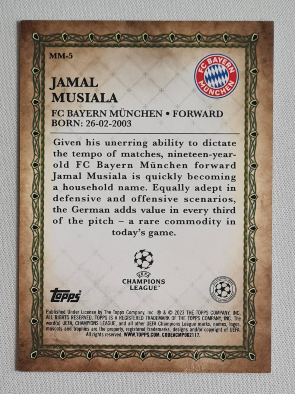Jamal Musiala - 2022/23 Topps Merlin UEFA Soccer Merlin's Masters #MM-5 FC Bayern Mϋnchen
