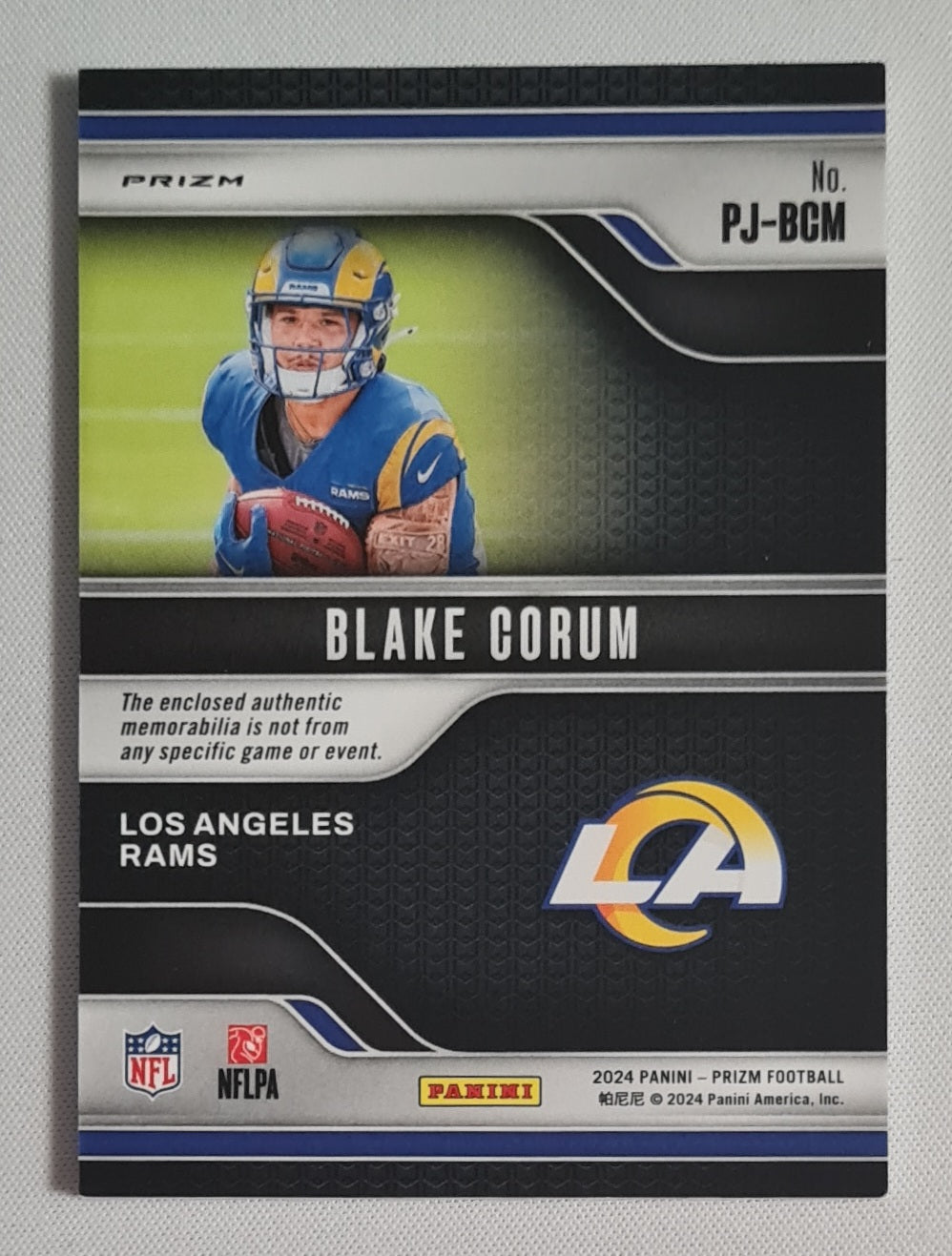 Blake Corum - 2024 Panini Prizm Rookie Premier Jerseys #PJ-BCM Los Angeles Rams