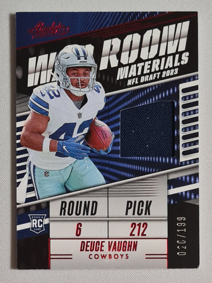 Deuce Vaughn - 2023 Panini Absolute Football War Room Materials Patch /199 #WR-DV Dallas Cowboys