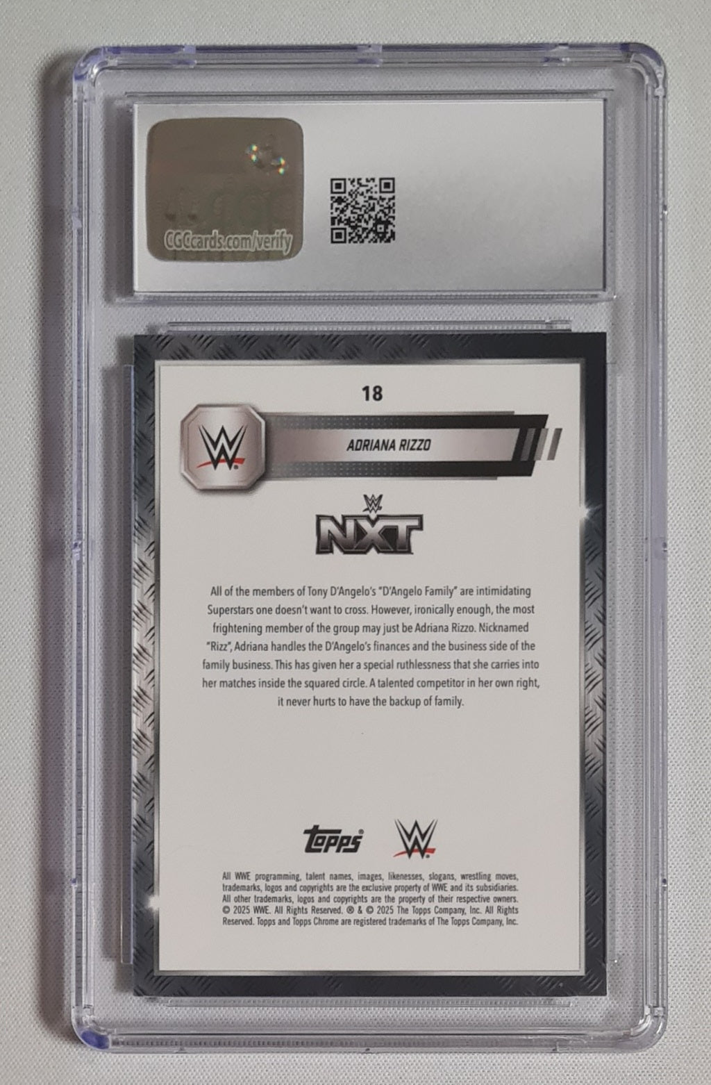 Adriana Rizzo - 2025 Topps Chrome WWE Green Refractor /99 CGC 9 #18