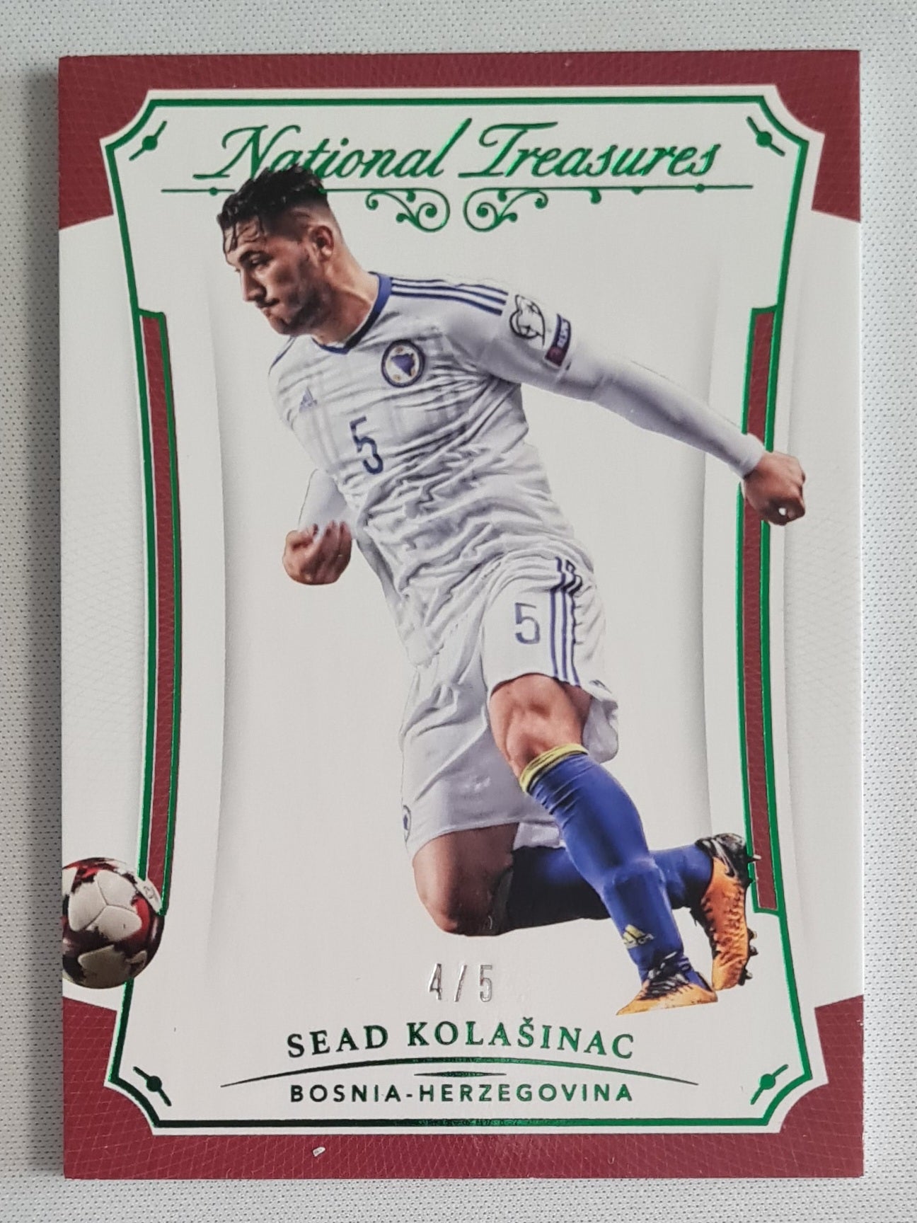 Sead Kolasinac - 2018 Panini National Treasures Soccer Emerald /5 #51 Bosnia Herzegovina
