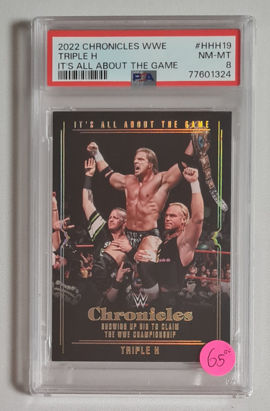 Triple H - 2022 Panini Chronicles WWE Its All About The Game PSA 8 #HHH19