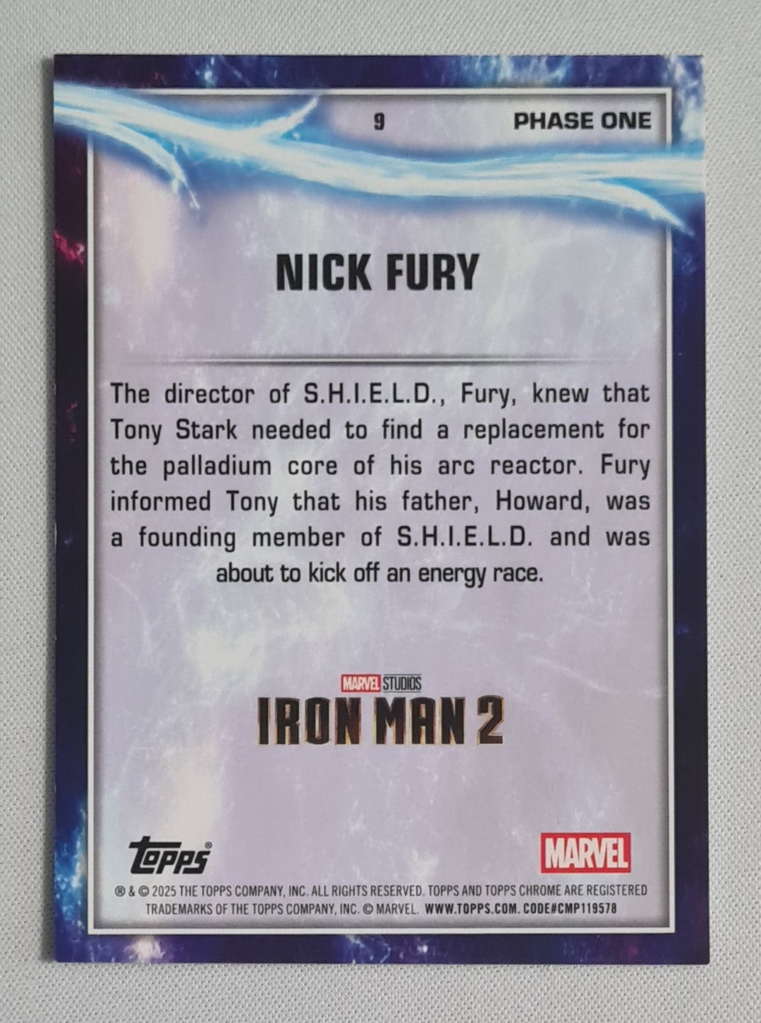 Nick Fury - 2025 Topps Chrome Marvel Iron Man 2 Gold /50 Phase One #9