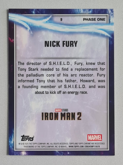 Nick Fury - 2025 Topps Chrome Marvel Iron Man 2 Gold /50 Phase One #9