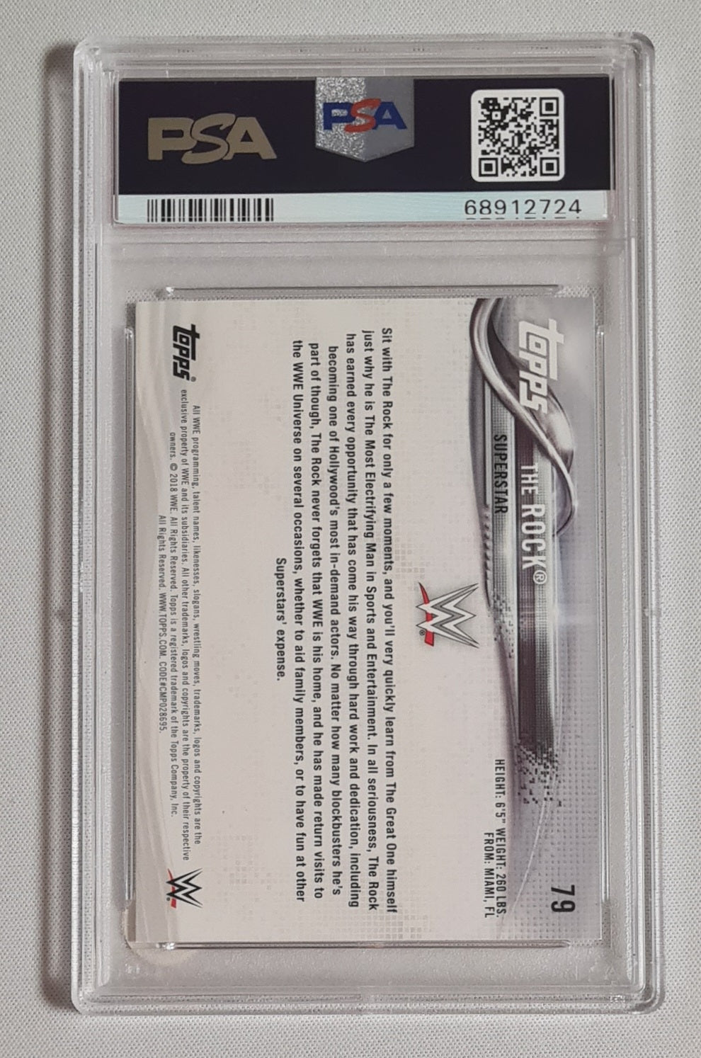 The Rock Dwayne Johnson - 2018 Topps WWE Superstar PSA 8 #79