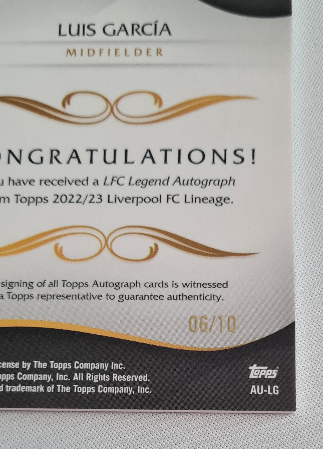 Luis Garcia - 2022/23 Topps Liverpool FC Lineage Black Auto /10 #AU-LG