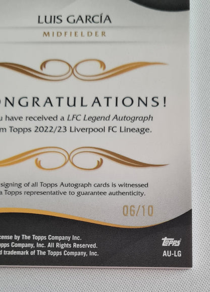 Luis Garcia - 2022/23 Topps Liverpool FC Lineage Black Auto /10 #AU-LG