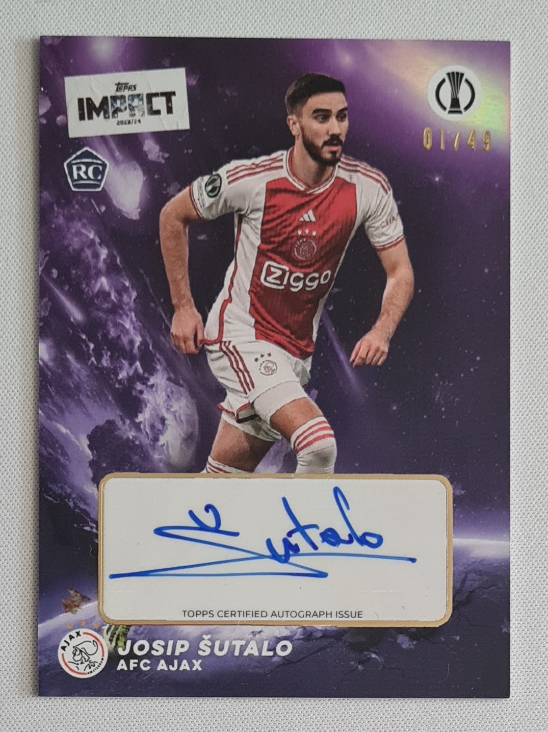 Josip Sutalo - 2023/24 Topps Impact Purple Auto /49 AFC Ajax