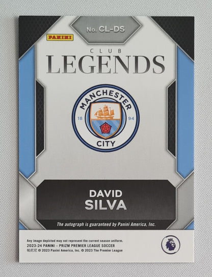 David Silva - 2023/24 Panini Prizm Premier League Soccer Club Legends Auto #CL-DS Manchester City