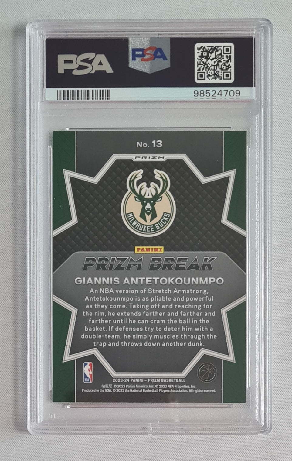 Giannis Antetokounmpo - 2023 Panini Prizm - Prizm Break Silver Prizm PSA 10 #13 Milwaukee Bucks