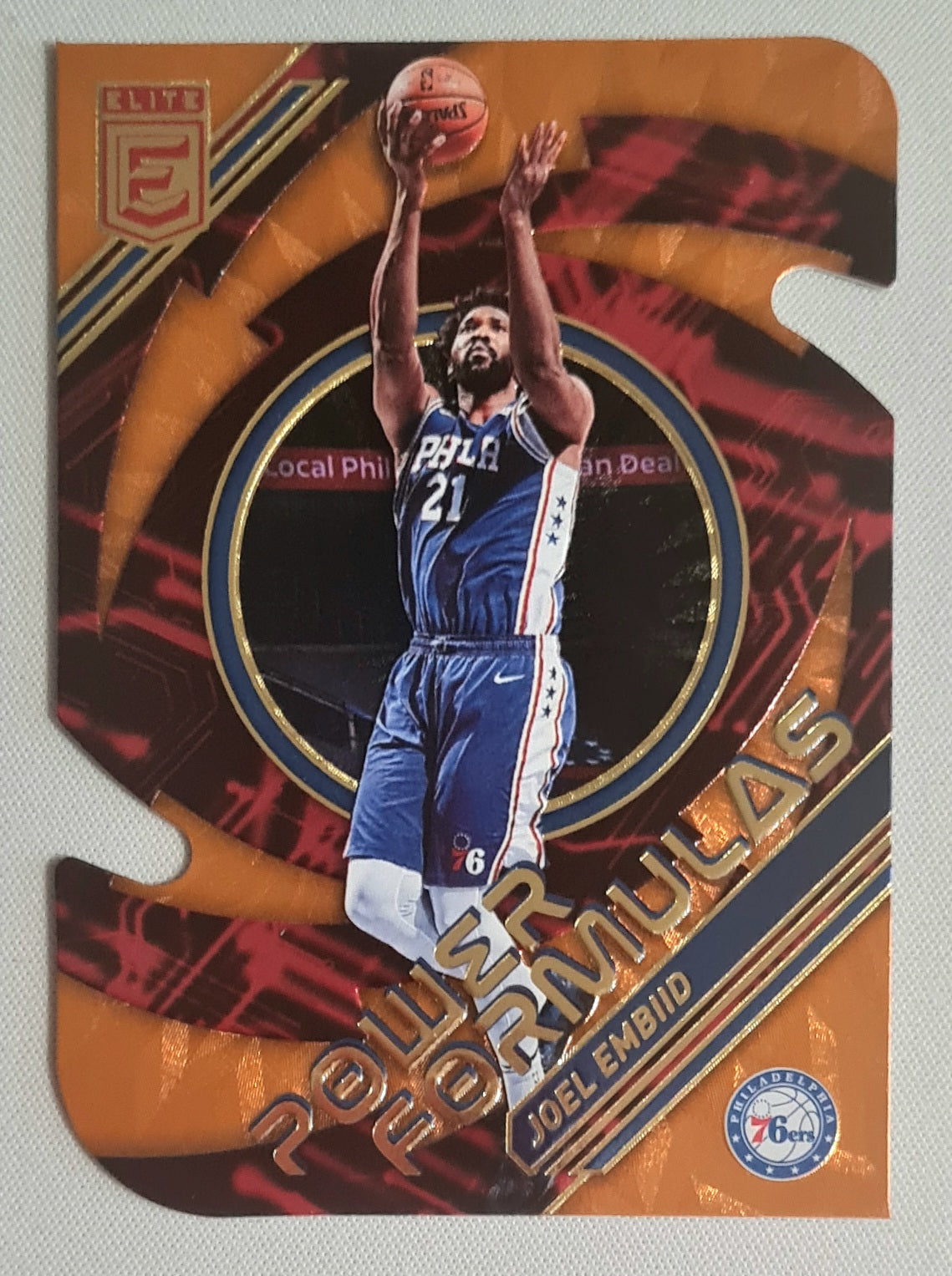 Joel Embiid - 2021/22 Panini Donruss Elite Power Formulas Orange Die-cut #1 Philadelphia 76ers