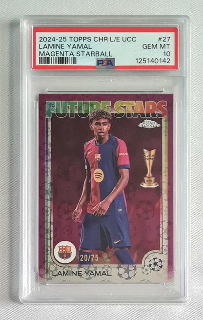 Lamine Yamal - 2024/25 Topps Chrome UCC Future Stars Magenta Starball PSA 10 #27 FC Barcelona