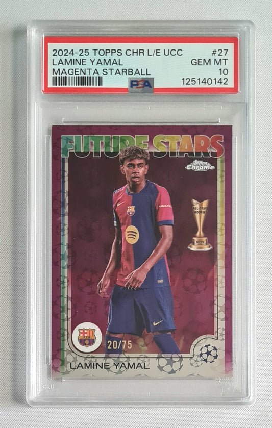 Lamine Yamal - 2024/25 Topps Chrome UCC Future Stars Magenta Starball PSA 10 #27 FC Barcelona