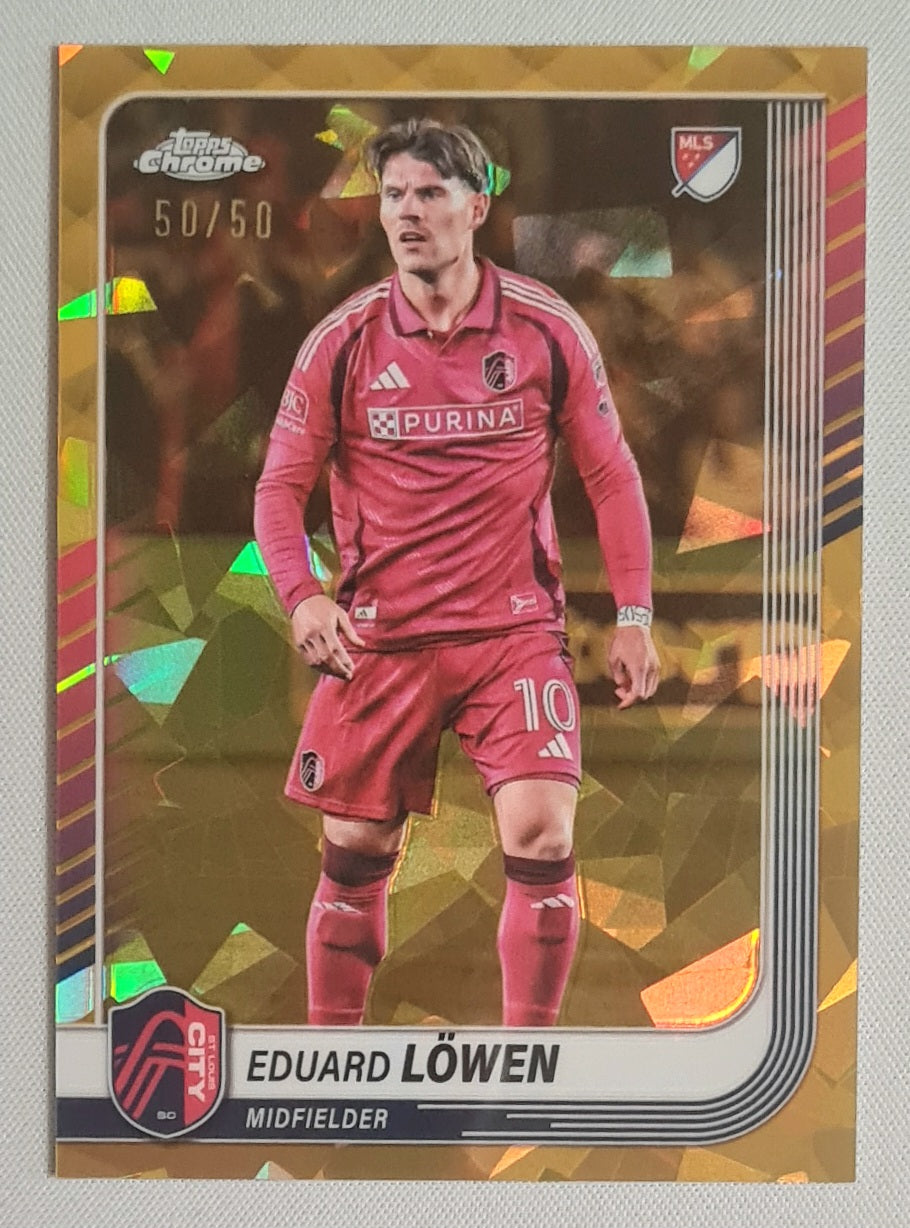 Eduard Lowen - 2025 Topps Chrome MLS Gold Ice /50 #17 St Louis City
