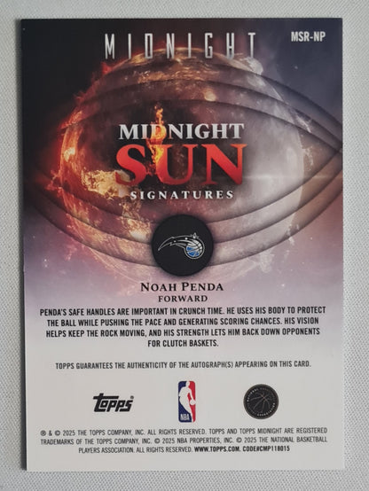 Noah Penda - 2025 Topps Midnight Auto /50 Orlando Magic