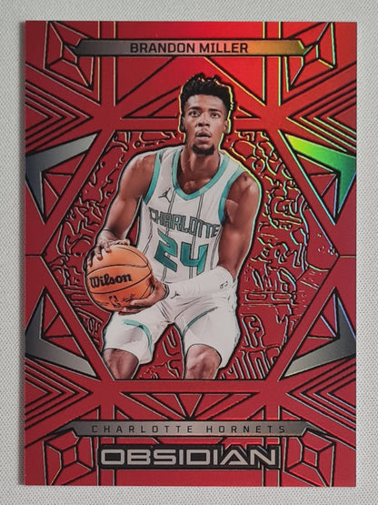 Brandon Miller - 2024/25 Panini Obsidian Red Etch Flood #44 Charlotte Hornets