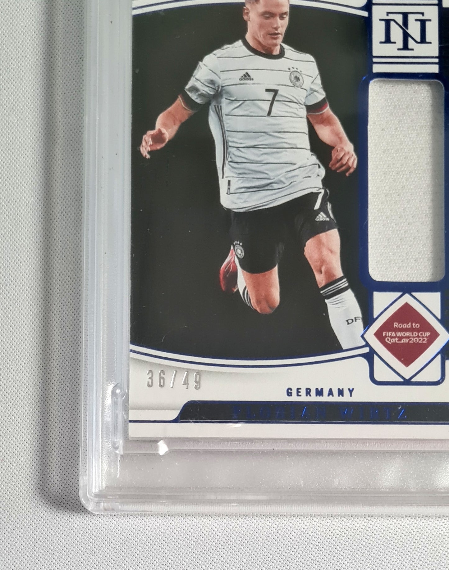 Florian Wirtz - 2022 National Treasures Road to Qatar Timeline Mat Sapphire /49 Patch PSA 8 #FW Germany