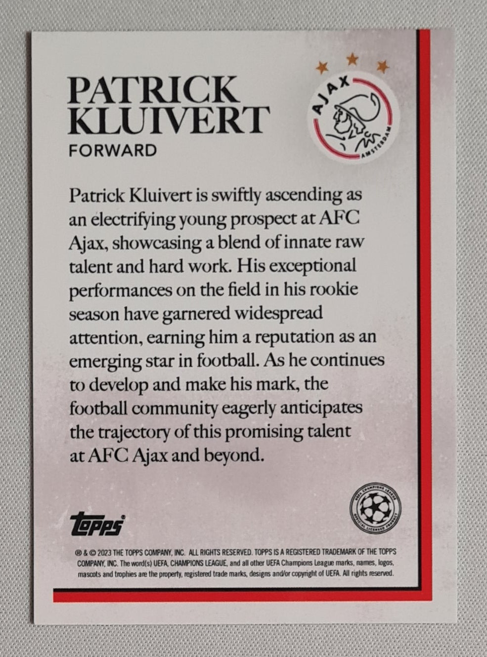 Patrick Kluivert - 2023 Topps Lost Rookie AFC Ajax
