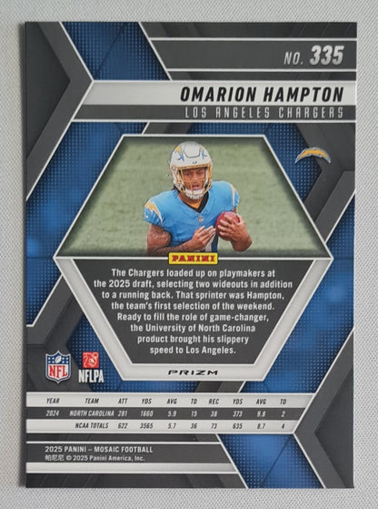 Omarion Hampton - 2025 Panini Mosaic Football Red Prizm #335 Los Angeles Chargers
