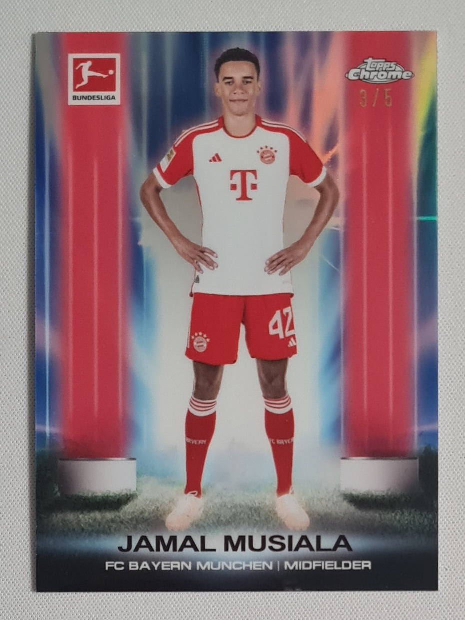 Jamal Musiala - 2023/24 Topps Chrome Bundesliga Red /5 #UB-9 Bayern Munchen