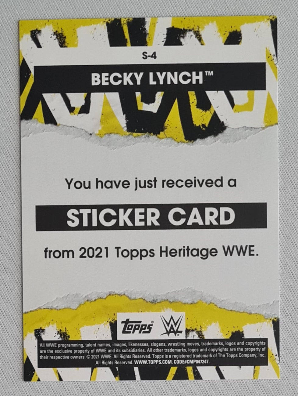 Becky Lynch - 2021 Topps Heritage WWE Sticker Card #S-4