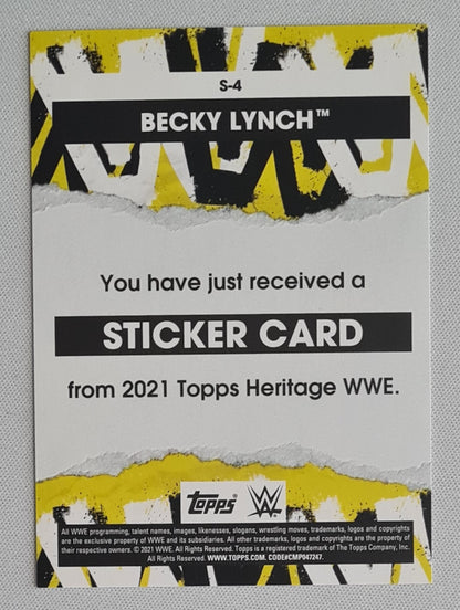 Becky Lynch - 2021 Topps Heritage WWE Sticker Card #S-4