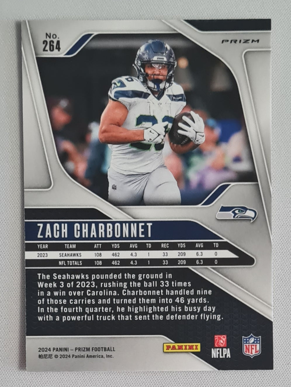 Zach Charbonnet - 2024 Panini Prizm Orange Lazer #264 Seattle Seahawks
