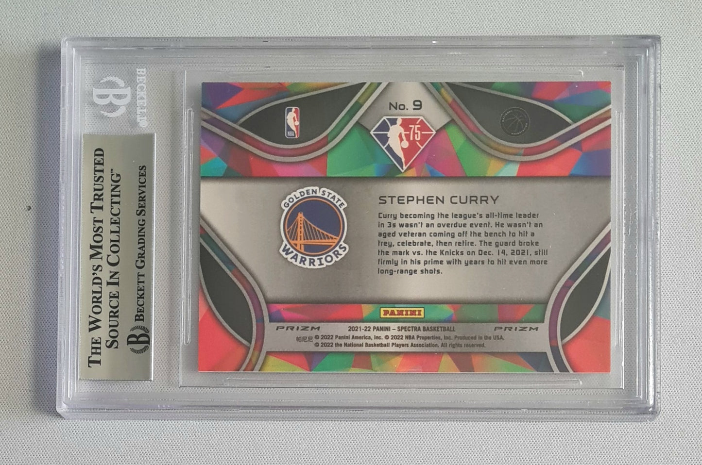 Stephen Curry - 2021/22 Panini Spectra Diamond Anniversary 75 BGS 9 #9 Golden State Warriors