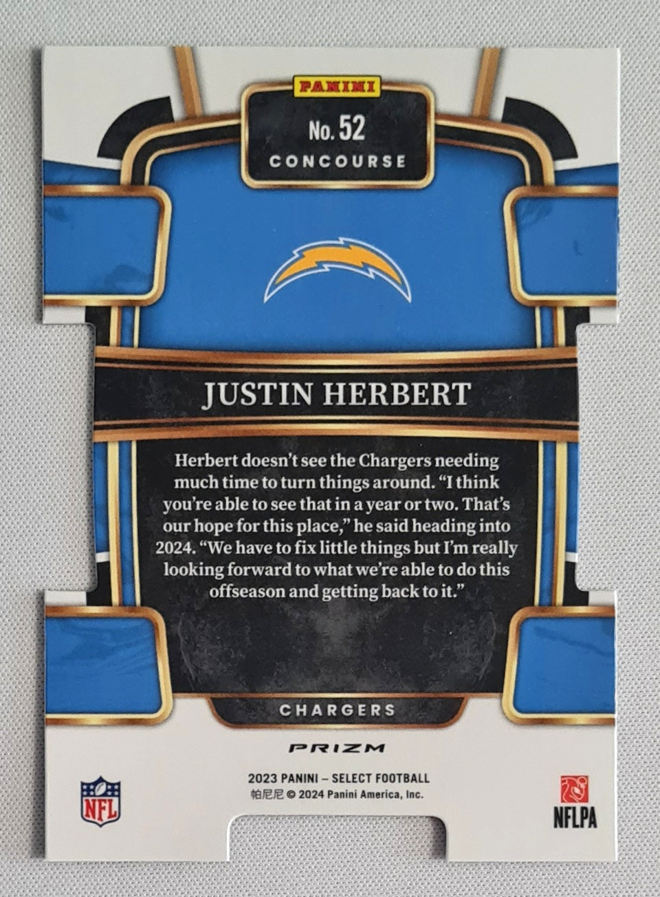 Justin Herbert - 2023 Panini Select Zebra Concourse Prizm #52 Los Angeles Chargers