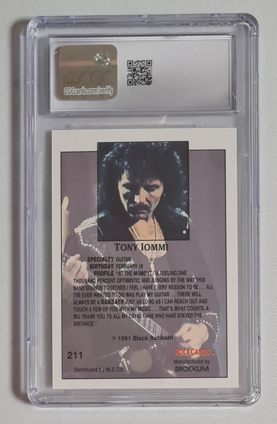 Tony Iommi Black Sabbath - 1991 Brockum Rock Cards CGC 8 #206