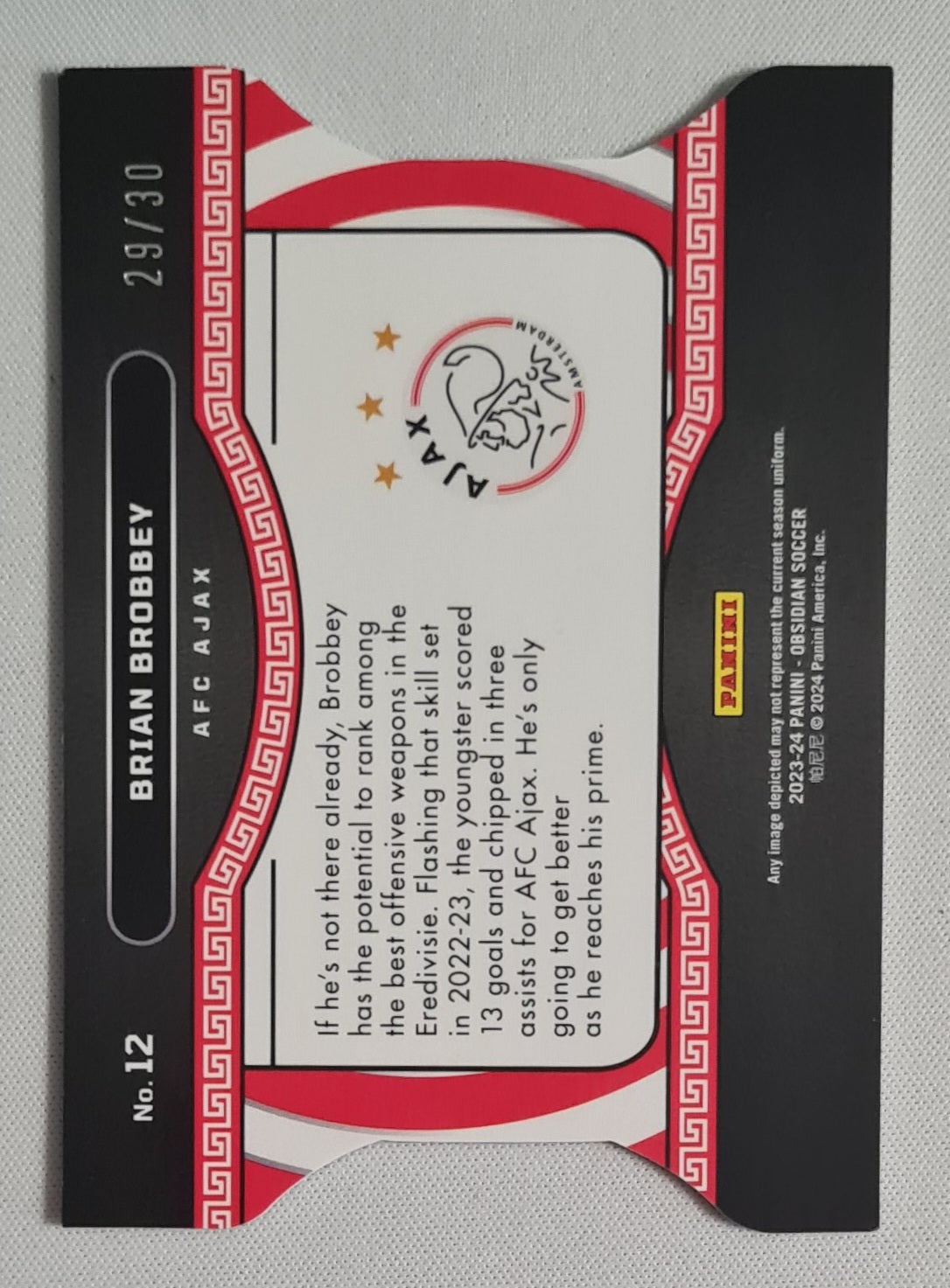 Brian Brobbey - 2023/24 Panini Obsidian Tunnel Vision /30 #12 AFC Ajax