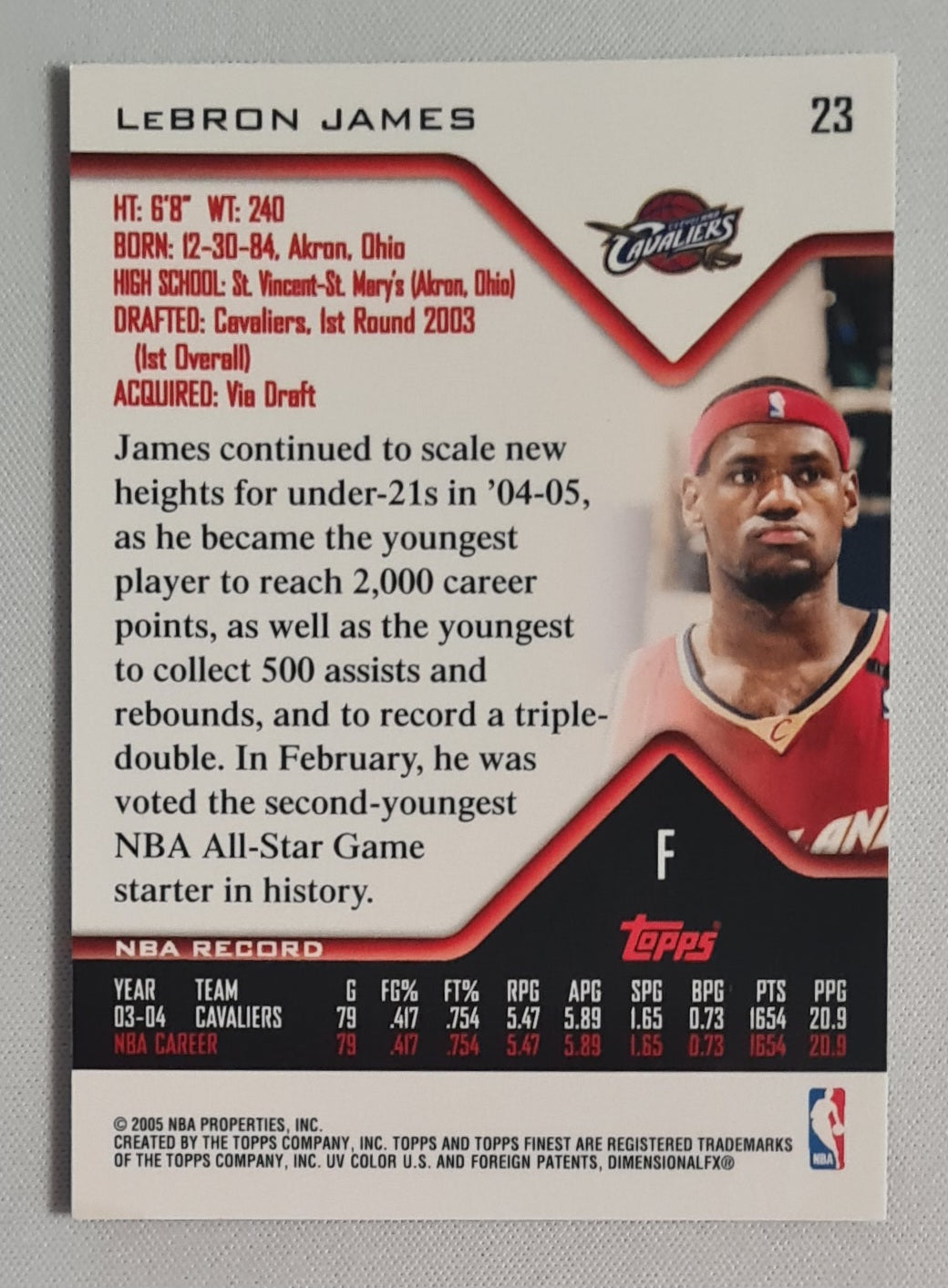 LeBron James - 2004/05 Topps Finest #23 Cleveland Cavaliers