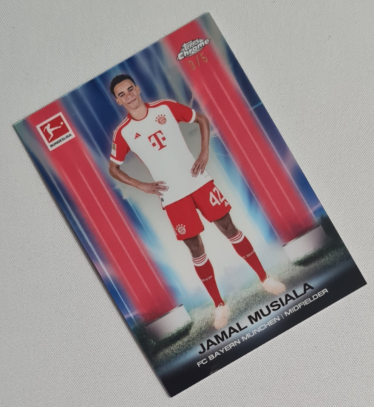 Jamal Musiala - 2023/24 Topps Chrome Bundesliga Red /5 #UB-9 Bayern Munchen