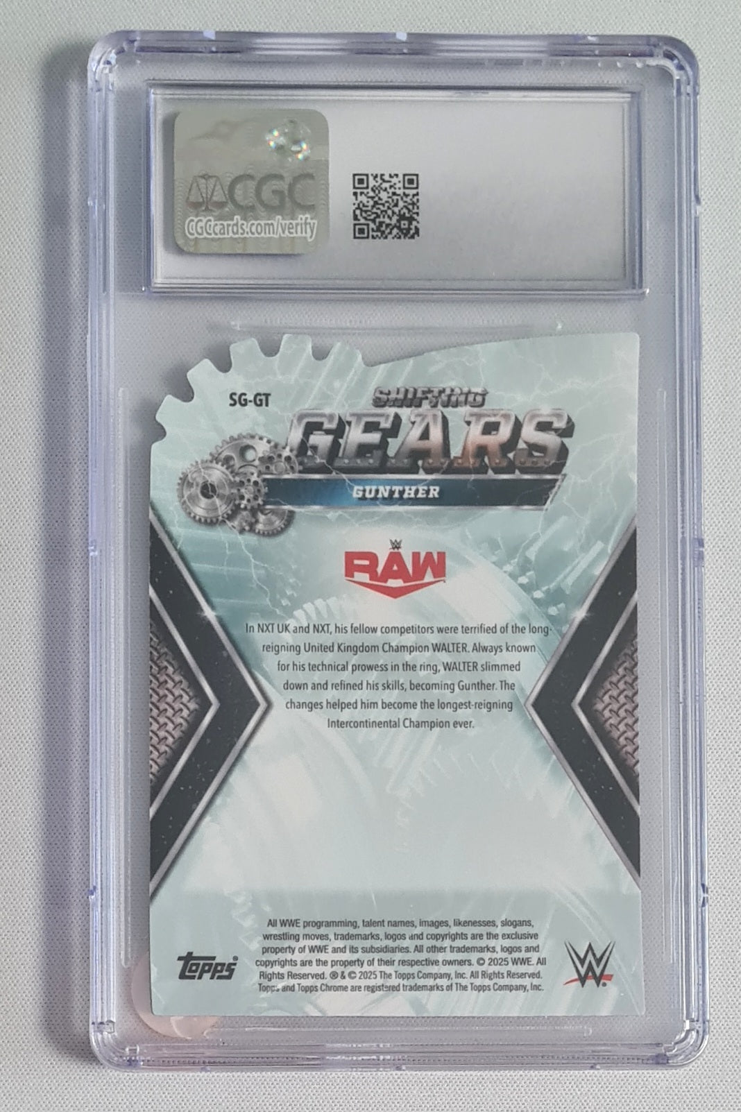 Gunther - 2025 Topps Chrome WWE Shifting Gears /50 CGC 9 #SG-GT