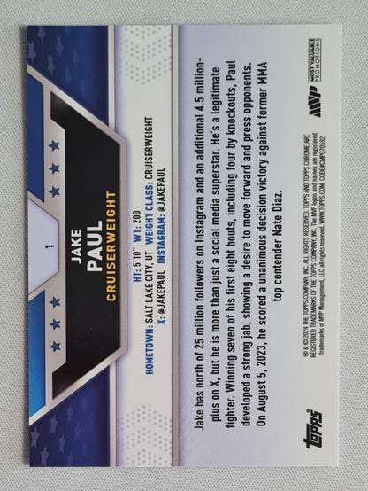 Jake Paul - 2024 Topps Chrome Boxing Hyper Refractor #1