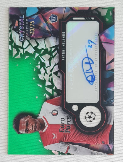 Antoni Milambo - 2023/24 Topps Crystal UCL Green Auto /75 #CA-AM Feyenoord