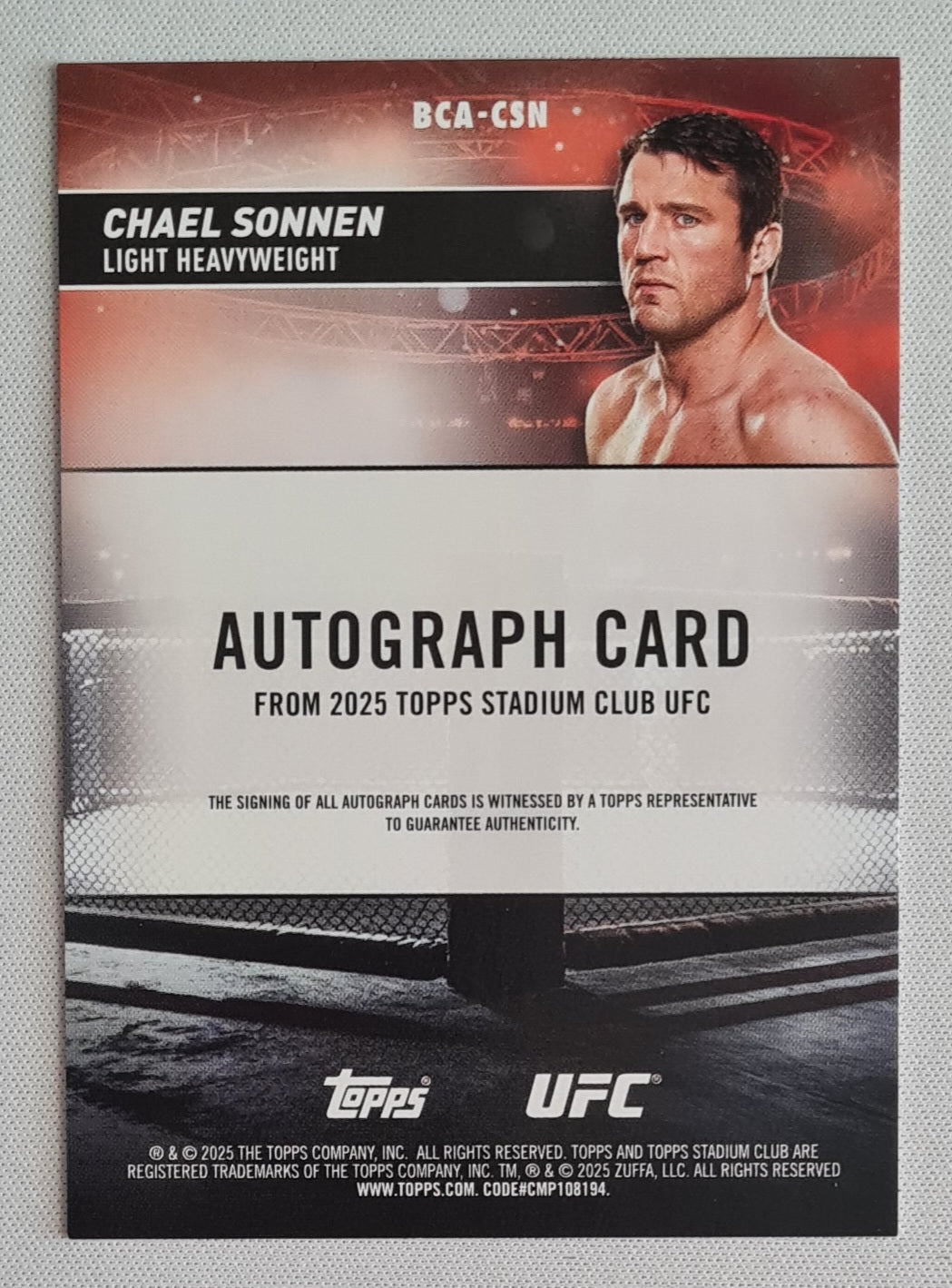 Chael Sonnen - 2025 Topps Stadium Club UFC Autograph (on-card) #BCA-CSN