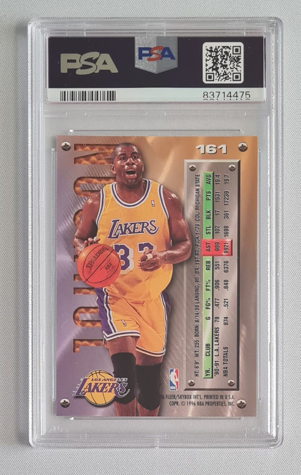 Magic Johnson - 1995 Metal PSA 9 #161 Los Angeles Lakers
